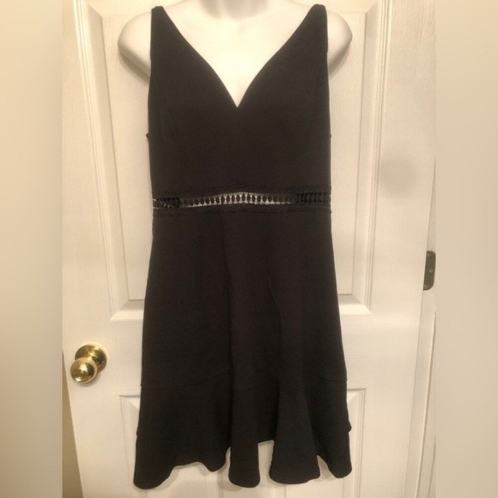 Lulus Lover of Mine Black Crochet Lace Mini Dress Sz L NEW NWT